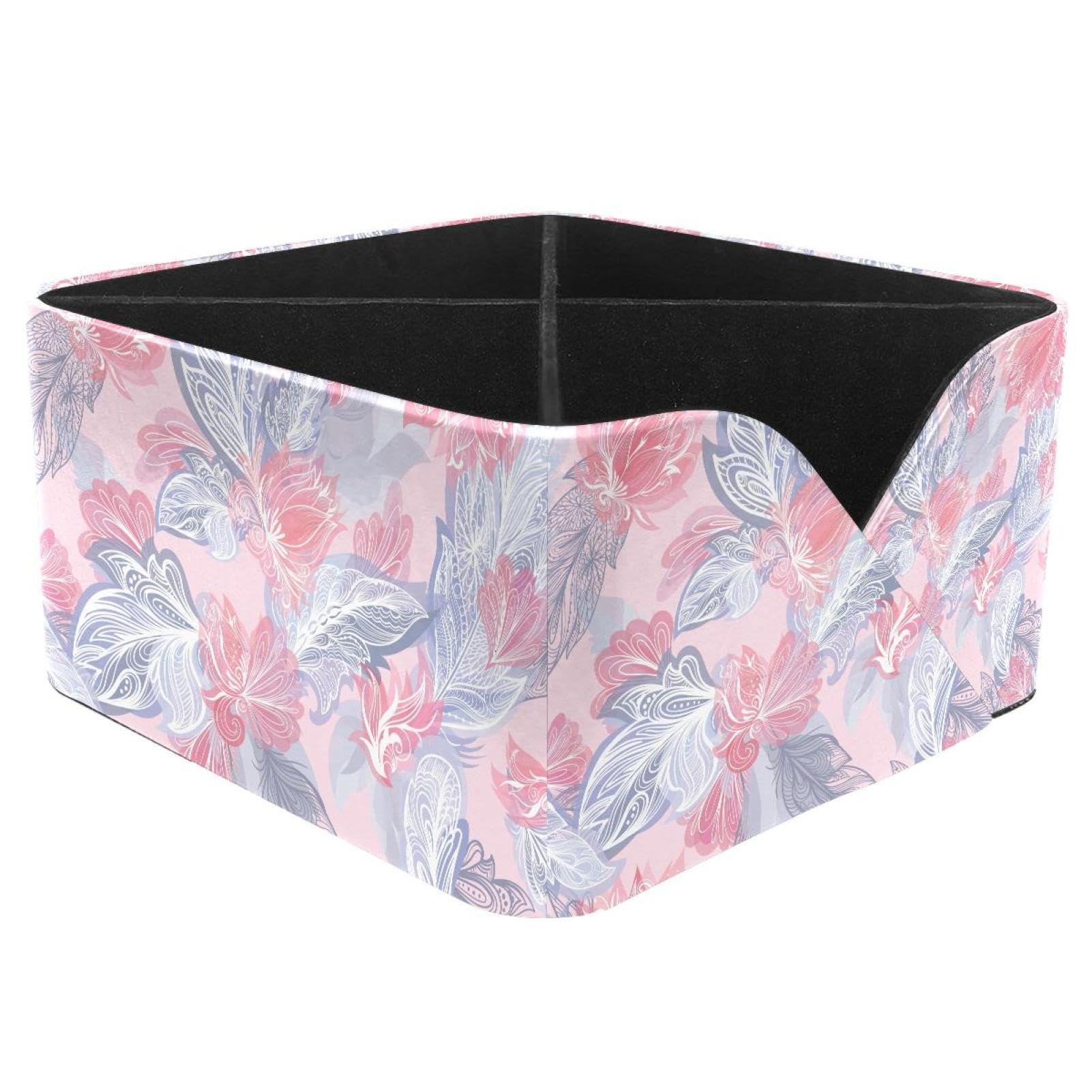 KengjuTesu Romantic Flower Floral Pink Desktop Organizer Pen Holder, Rectangular Pencil Cup for Office, Study and Makeup Stations