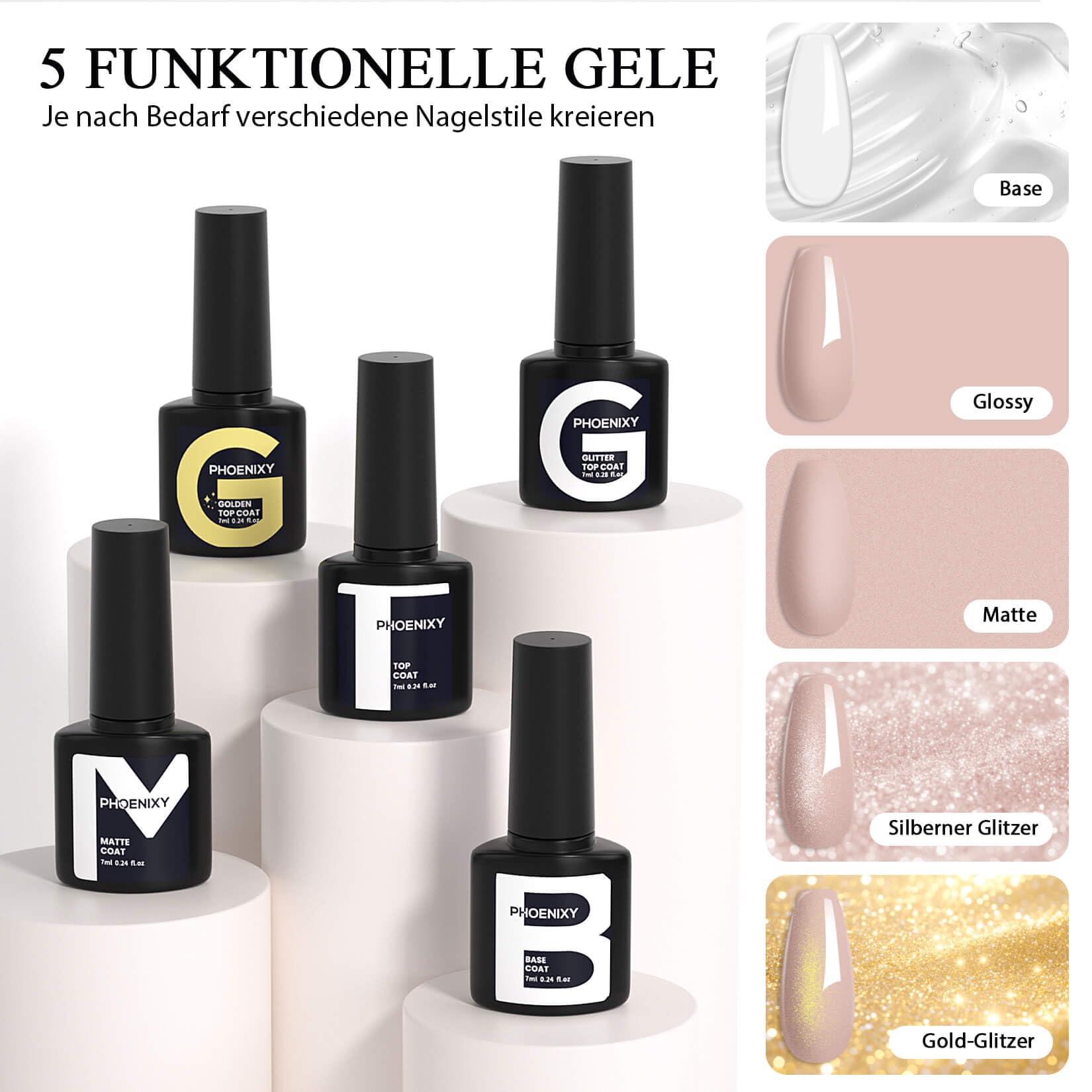 Phoenixy UV Nagellack Set mit Elektrische Nagelfräser und 48W Nagellampe 30 Farben Gelnägel Starterset mit 1 Base und 4 Top Coat DIY-Nagelkunst zu Hause