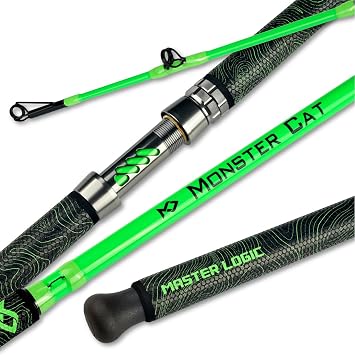 Monster Catfish Fishing Rod - 7 Medium Heavy, 1-Piece Glow in Dark Casting Rod, S-Glass & Carbon Graphite Blend, Durable EVA Foam Super Grip, Catfish Pole for Night Fishing