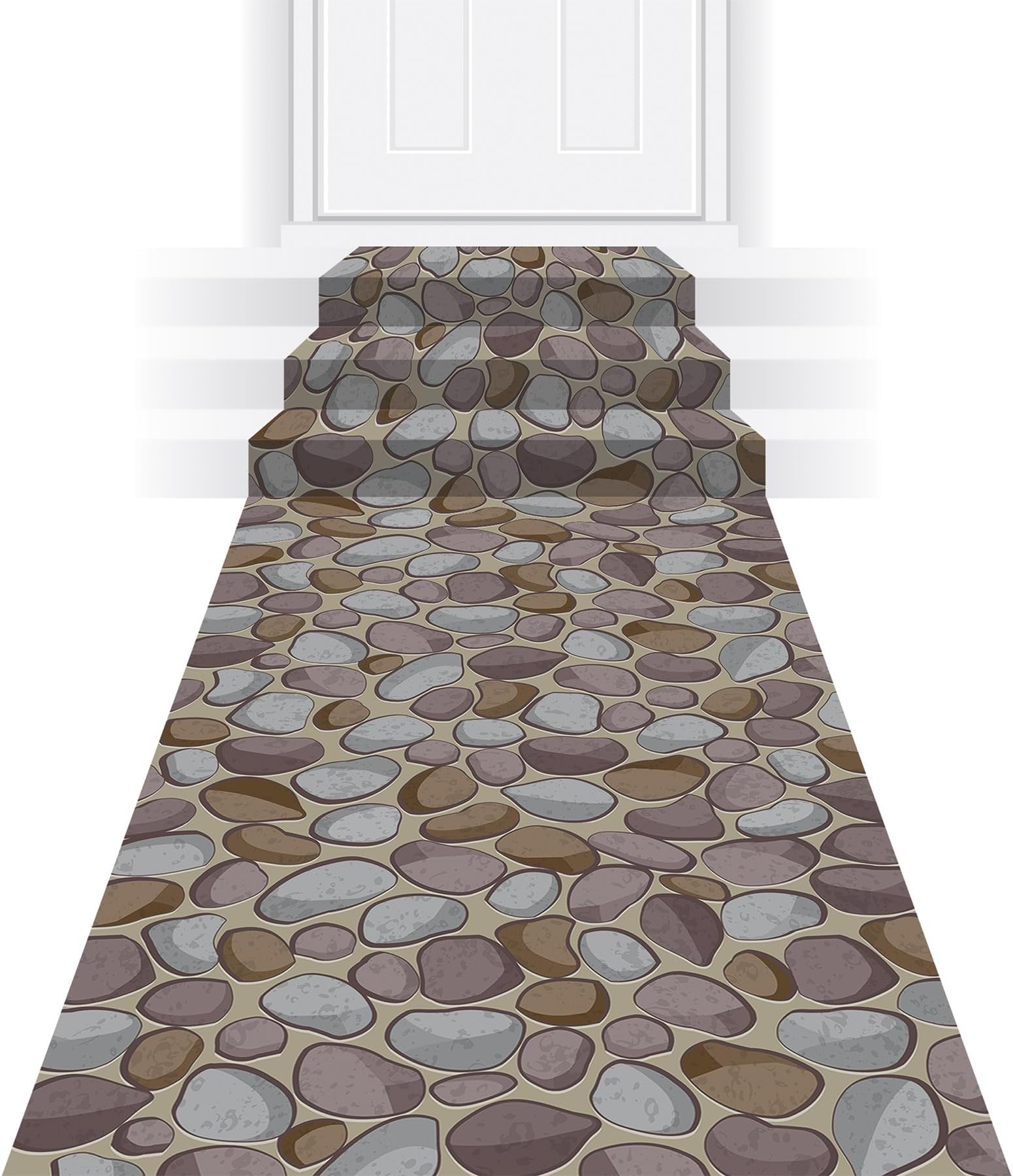 Beistle Fabric Pebble Stone Print Cobblestone Aisle Runner For Medieval Theme Party Decorations, Celebrating With You Since 1900