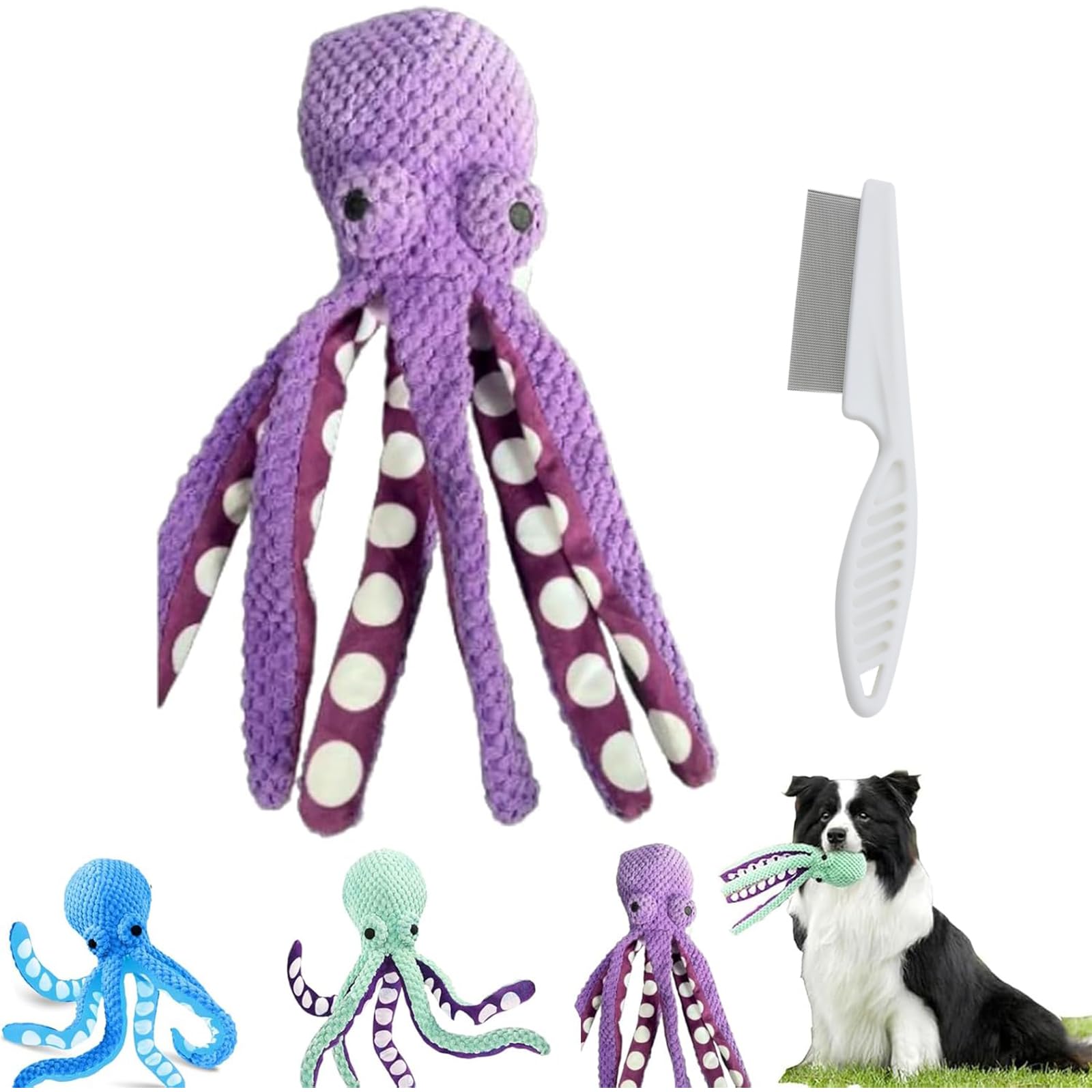 Gienslru Pawforloves Premium Pet Plush Toy, Premium Pet Plush Octopus, Paw For Loves Pet Plush Toy, Dog Toy Octopus, Dog Toys For Large Dogs,Medium,Small (C)