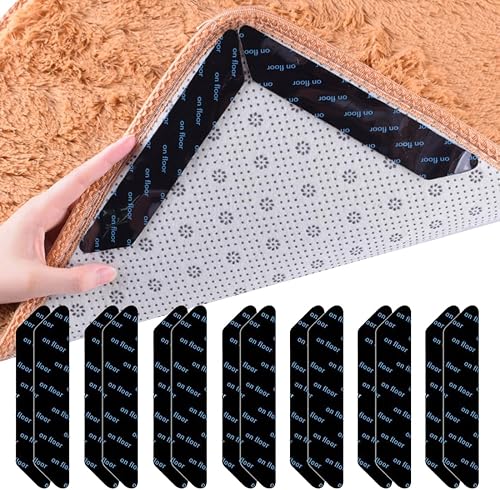 WeddHuis 14 pezzi Ferma Tappeto Antiscivolo, Ferma Tappeto Antiscivolo per Tappeti, Riutilizzabili e Lavabili, Tappeto Gripper, Tappetino Antiscivolo per Pavimenti Duri e Pavimenti in Legno Duro - 1