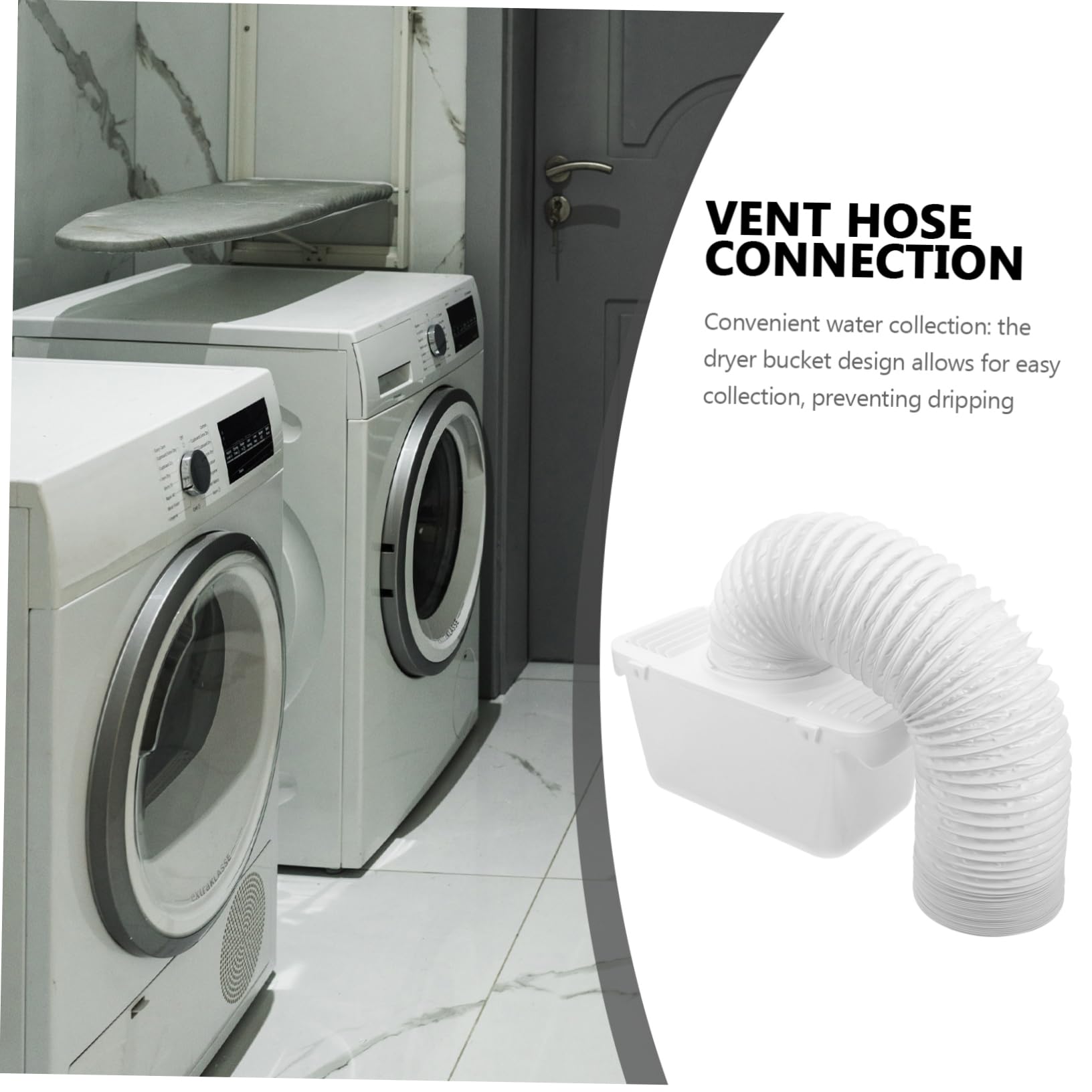 Mikinona Kit de Conector de Ventilación y Recolección de Pelusas para Secadora de Ropa Placa de Ventilación de Plástico Blanco Fácil Limpieza para Secadoras de Tambo