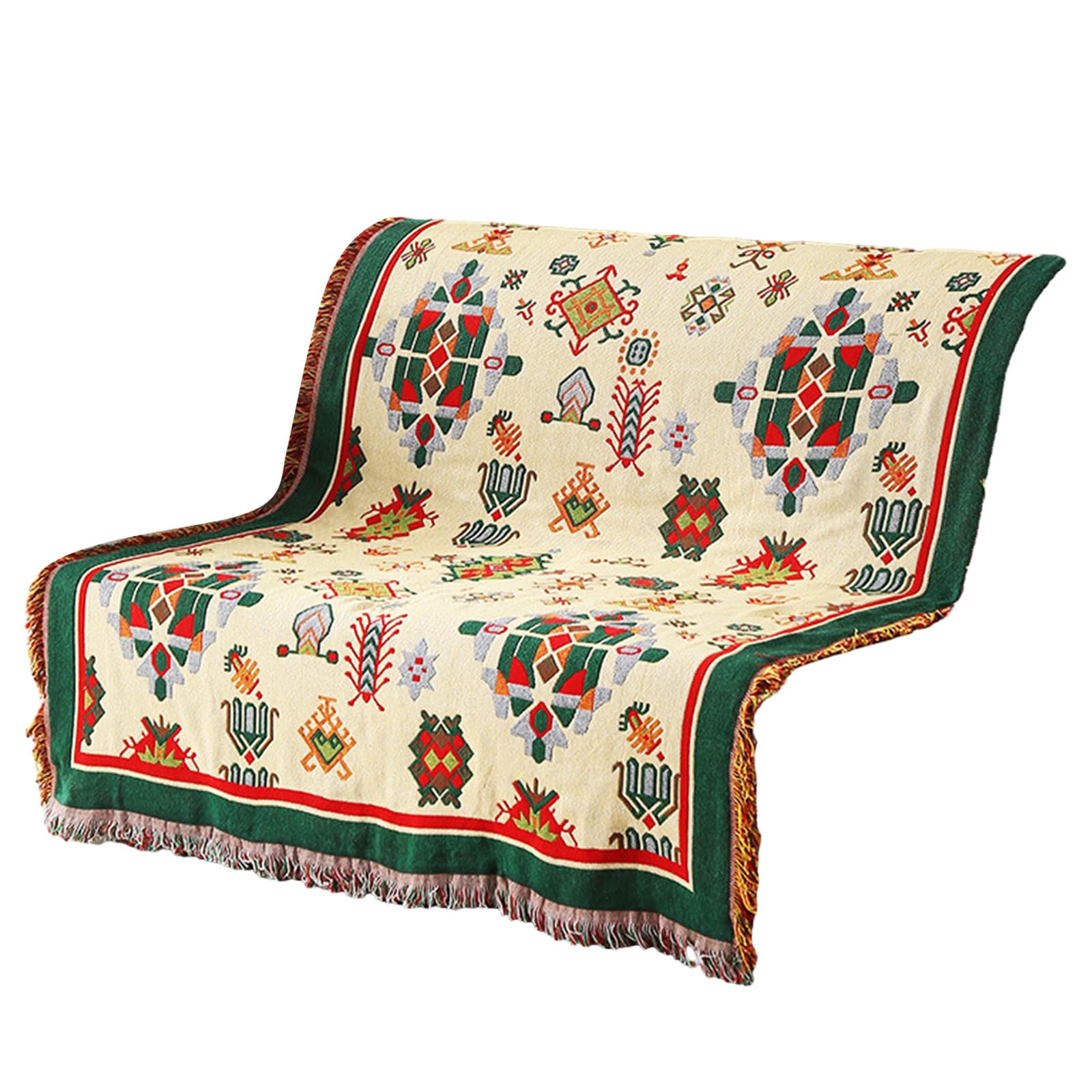 Elnwnnkc Cotton Blanket Tassels Sofa Towel Double-sided Four Season Sofa Cover Chinese Blanket Leisure Bedspread Throw for Couch
