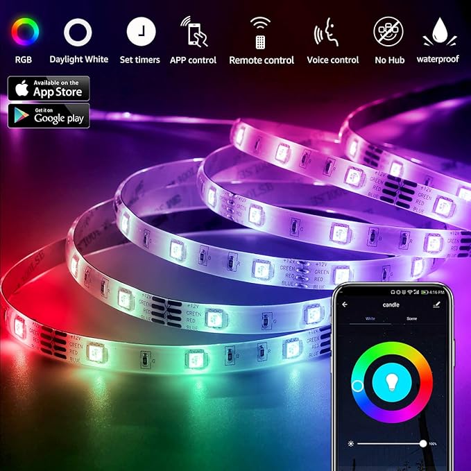 LE LED Strip Lights, Halloween Decorations, 32.8ft WiFi Smart Waterproof RGB Strips