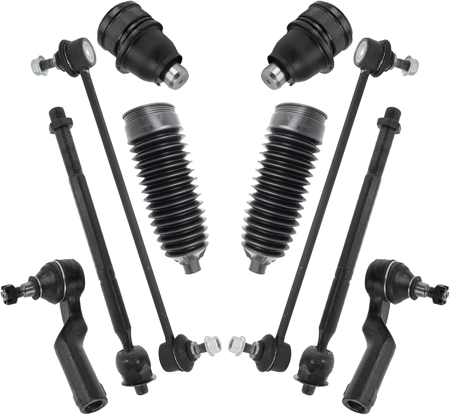 TRQ Front Steering & Suspension Kit Ball Joint Steering Rack & Pinion Bellow Sway Bar Stabilizer Link Tie Rod Compatible with 2004-2009 Mazda 3 2006-2015 5