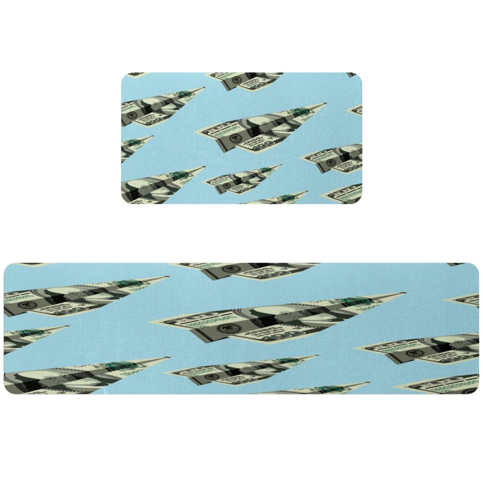 Tapete de cocina de 2 piezas VAPOKF lavable y antideslizante con diseño de billetes