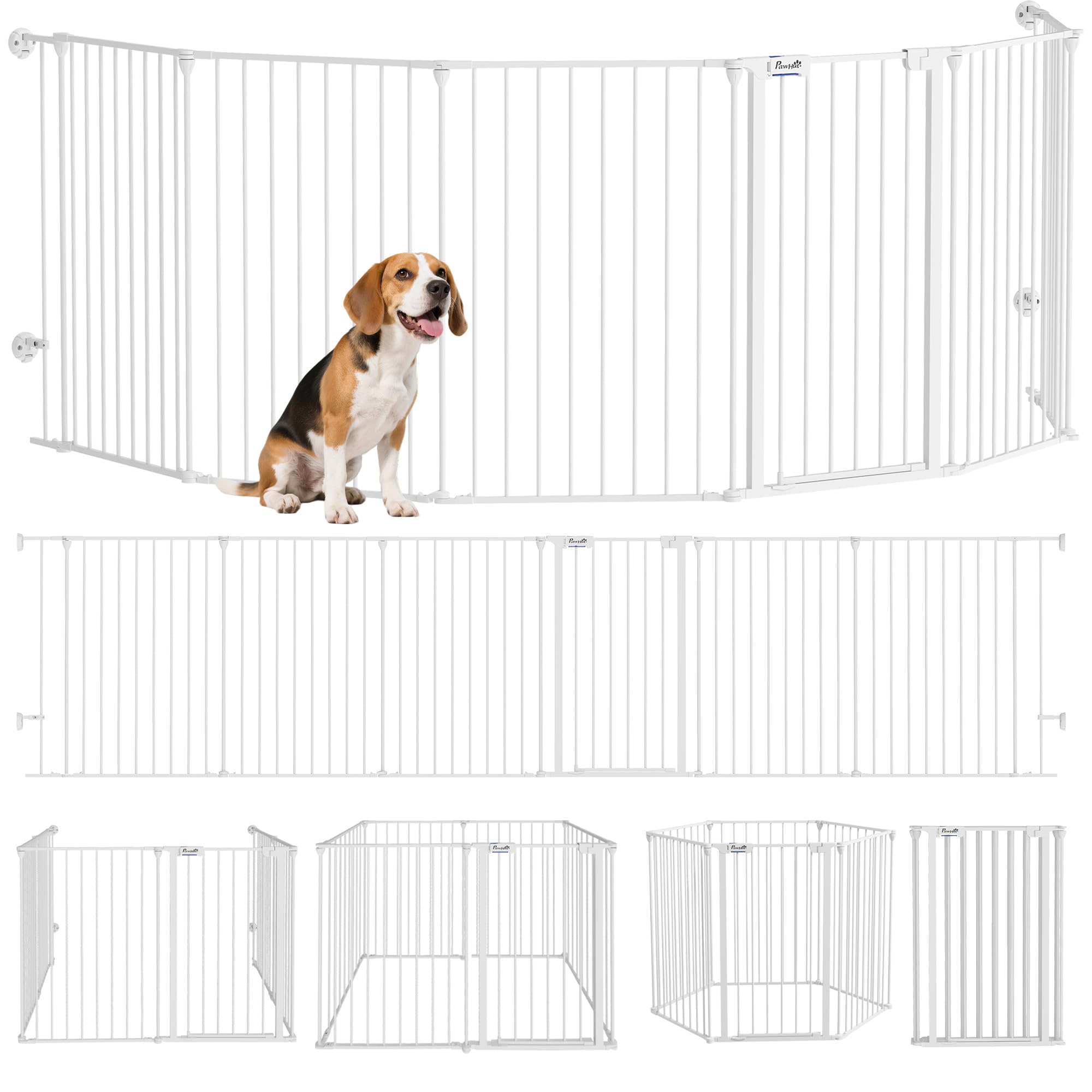 PawHut Welpenauslauf Faltbar für Mittelgroße Hunde 123 x 102 x 90 cm Weiß