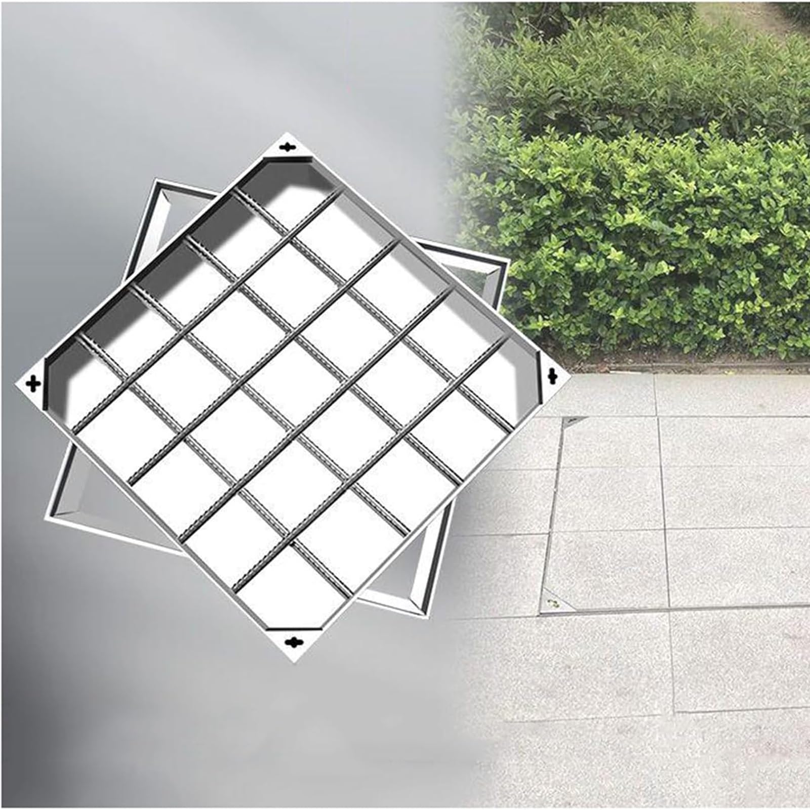 FCXWEVR Heavy Du 304 Stainless Steel Manhole Cover & e Recessed SquareBasin Cover for DrivewayGarden (400x400mm / 15.7"x15.7")