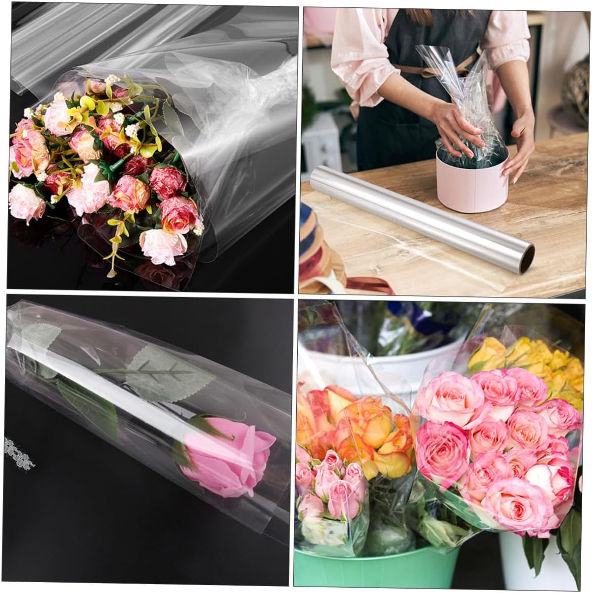 Ipetboom Transparent Cellophane Wrap Floral Packing Paper Tear-resistant Wrapping Film for Flowers and DIY Material