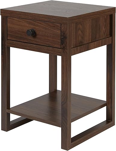 Decor Therapy Hadley - Mesa decorativa con cajón lateral de almacenamiento de 23 pulgadas, nogal Nuez,Madera natural