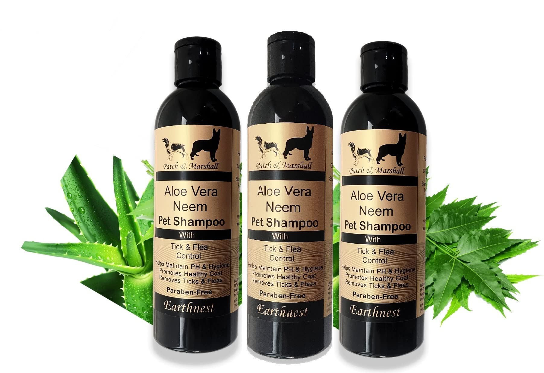 Patch & Marshall Anti Tick and Flea Dog Shampoo & Conditioner | for All Types of Dog & Cat | Anti-Itch. Ticks and Flea Remover Shampoo for Dog with Neem, Aloe , Vit E | Paraben Free, Cruelty Free ,250ml x 3 pcs (B0B25KMKCM) Amazon Price History, Amazon Price Tracker