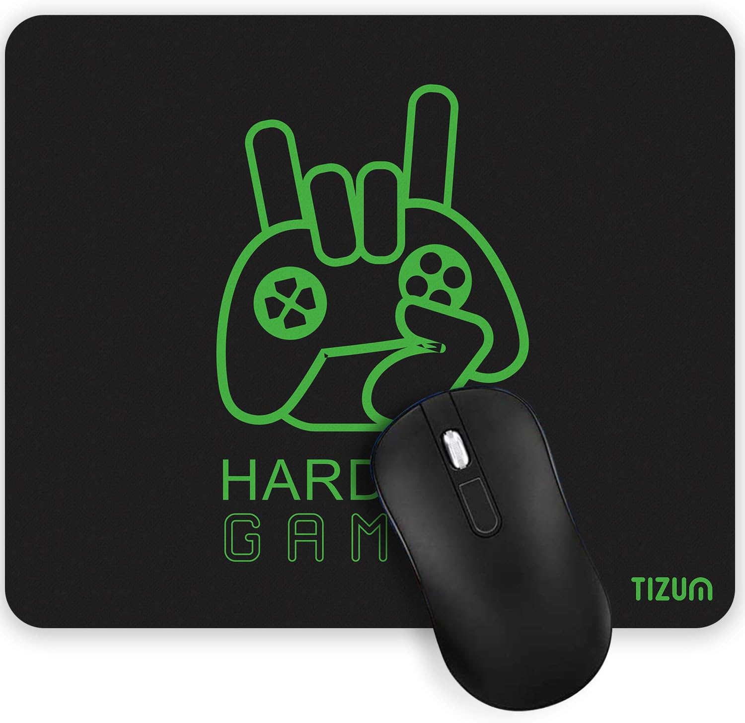 Tizum Mouse Pad/Computer Mouse Mat with Anti-Slip Rubber Base | Smooth Mouse Control | Spill-Resistant Surface for Laptop, Notebook, MacBook Pro, Gaming, Laser/Optical Mouse, 9.4”x 7.9”, Black