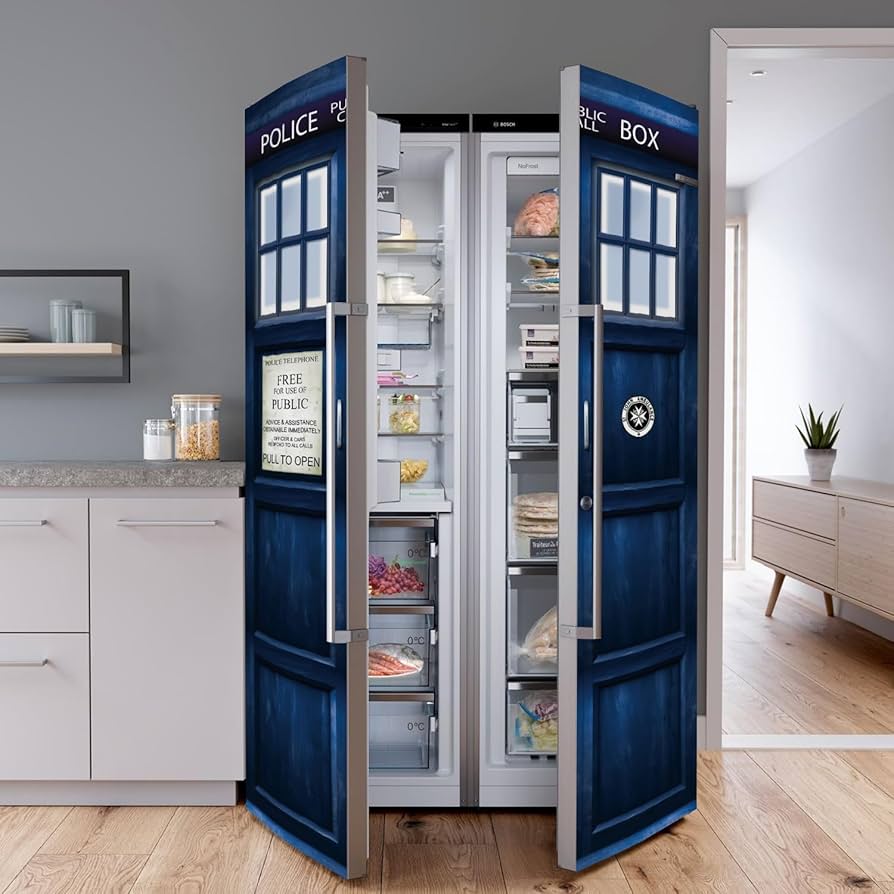 Self Adhesive Dr Who The Tardis Printed Vinyl Door Wrap Sticker Sticker For Home Decor, Door Mural Refrigerator Sticker Poster Art Wallpaper, 88 * 200cm