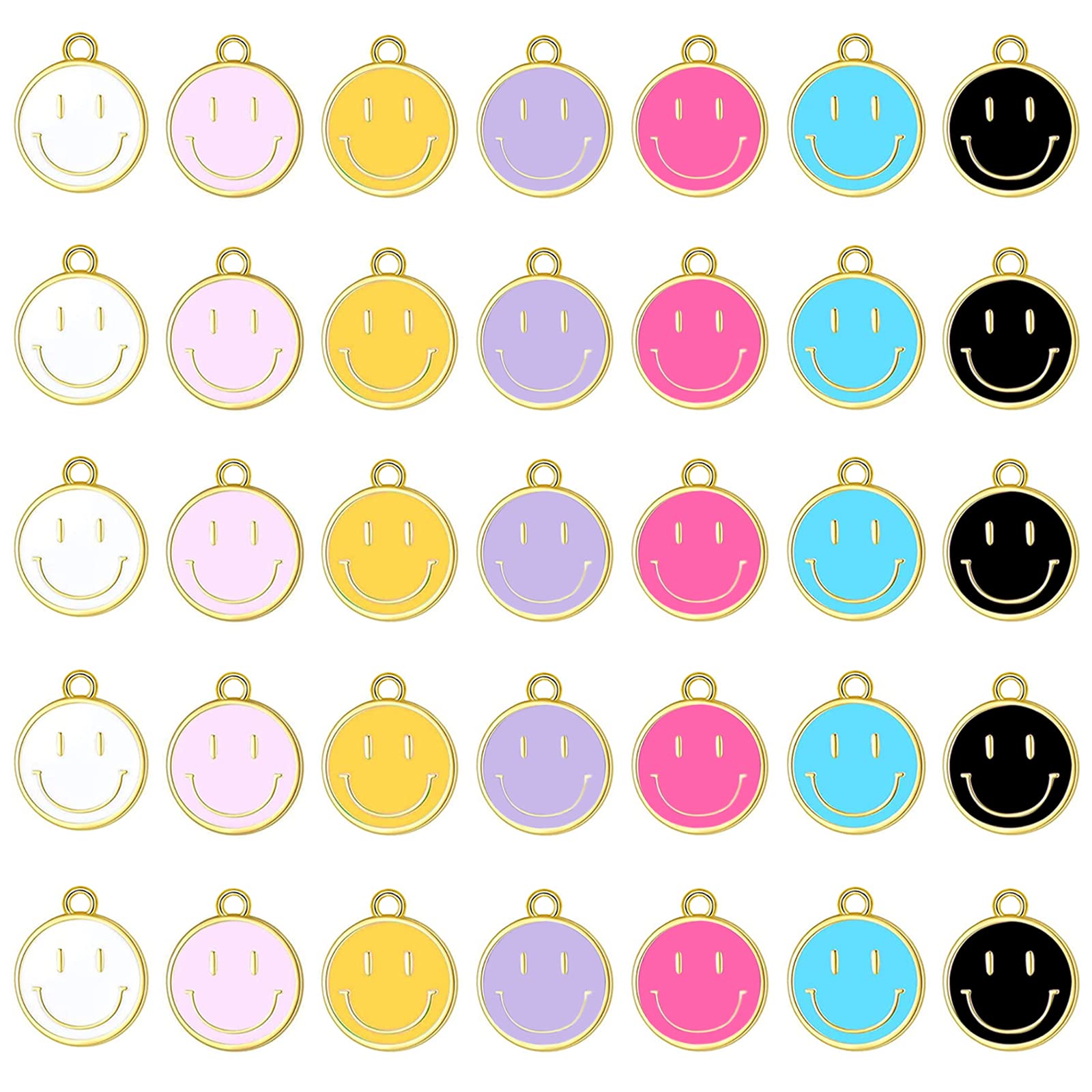 Anvin Smiley Face Charms for Jewelry Making Colorful Happy Face Pendants Assorted Cute Ting Alloy Charms for DIY Necklace Bracelet Earring Keychain Making Supplies Craft for Women Girls