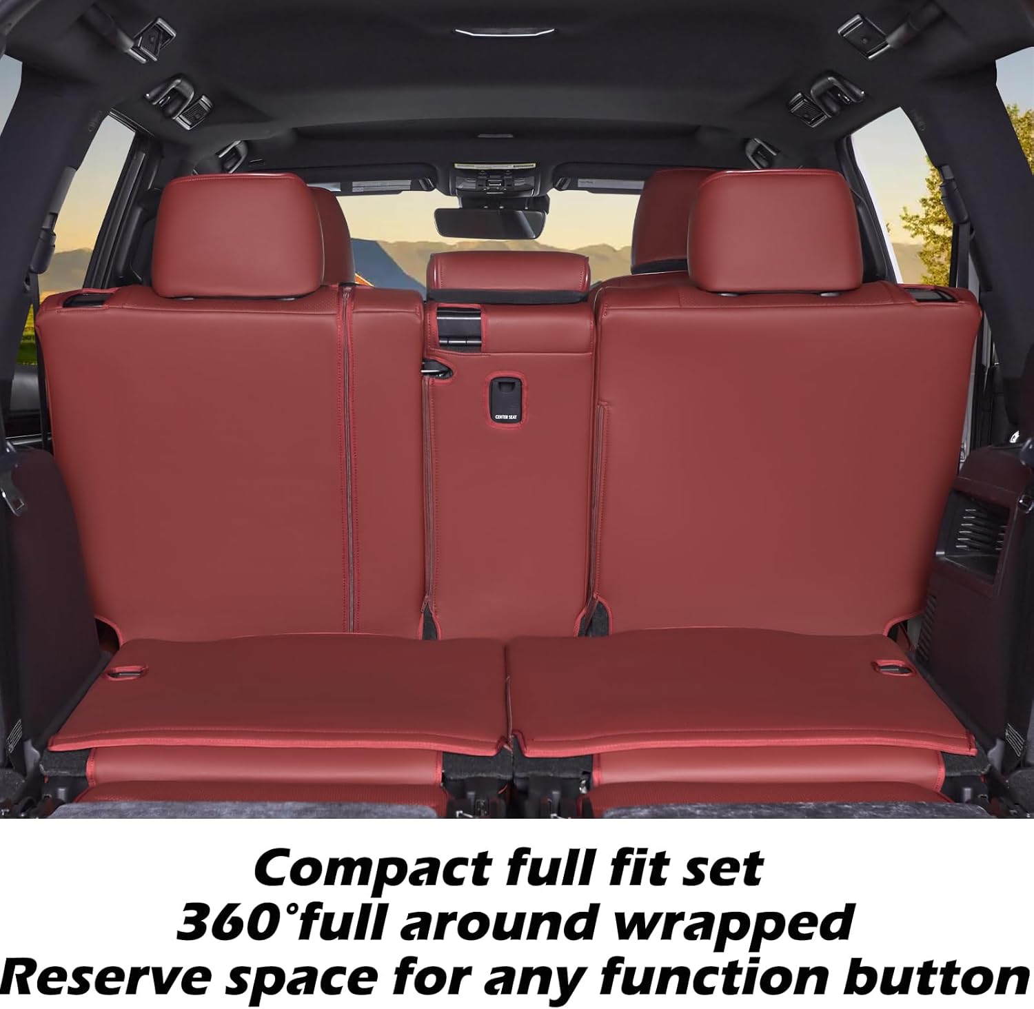 HKZ Custom Fit Seat Covers for Lexus 2012-2023 GX 460 (2nd Row Bench Seat) - 2-Row Full Set Leather Seat Protector,Burgundy