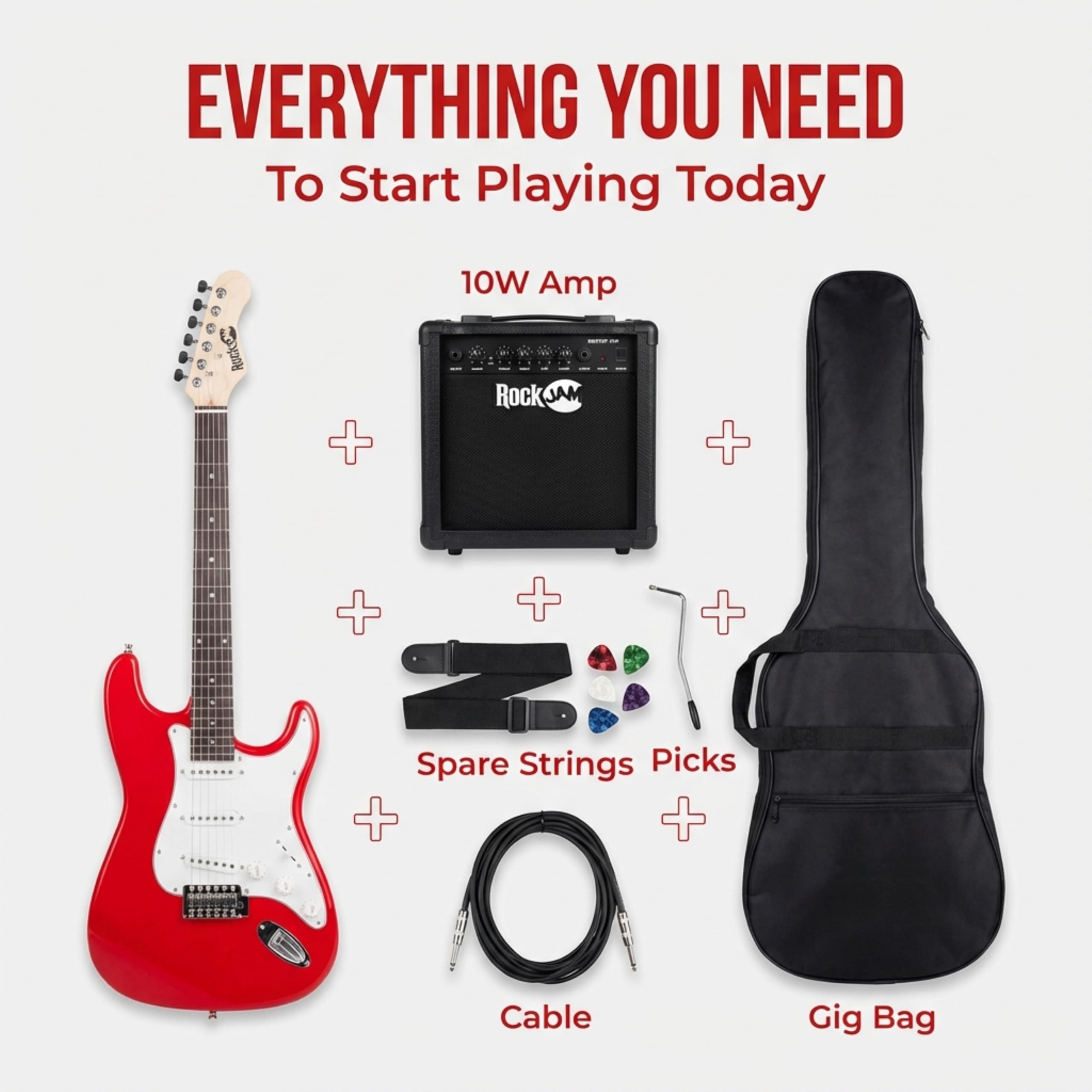 RockJam Full Size Electric Guitar Kit with 10-Watt Guitar Amp