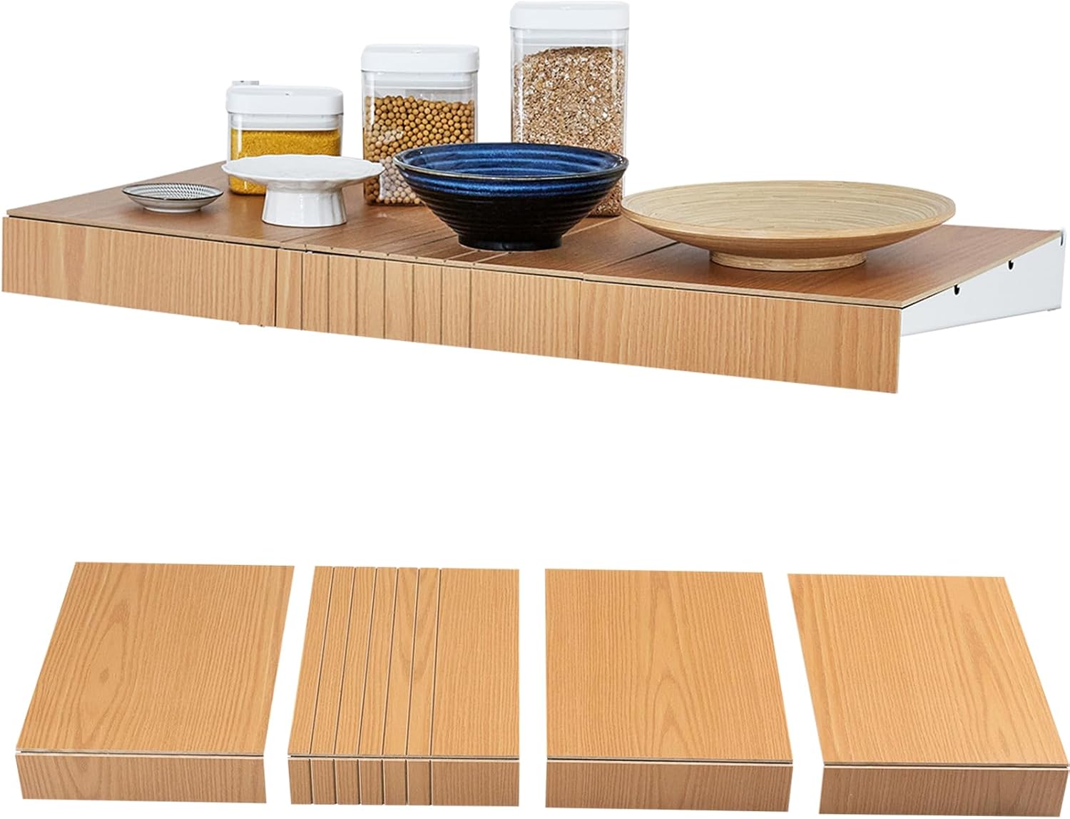 Wire Rack Shelf Cover - 4 Pack Adjustable Wood Wire Rack Covers for Pantry, Closets,Bathroom, Kitchen (Wood - 4 Pack, 47.2 x 16 inch)