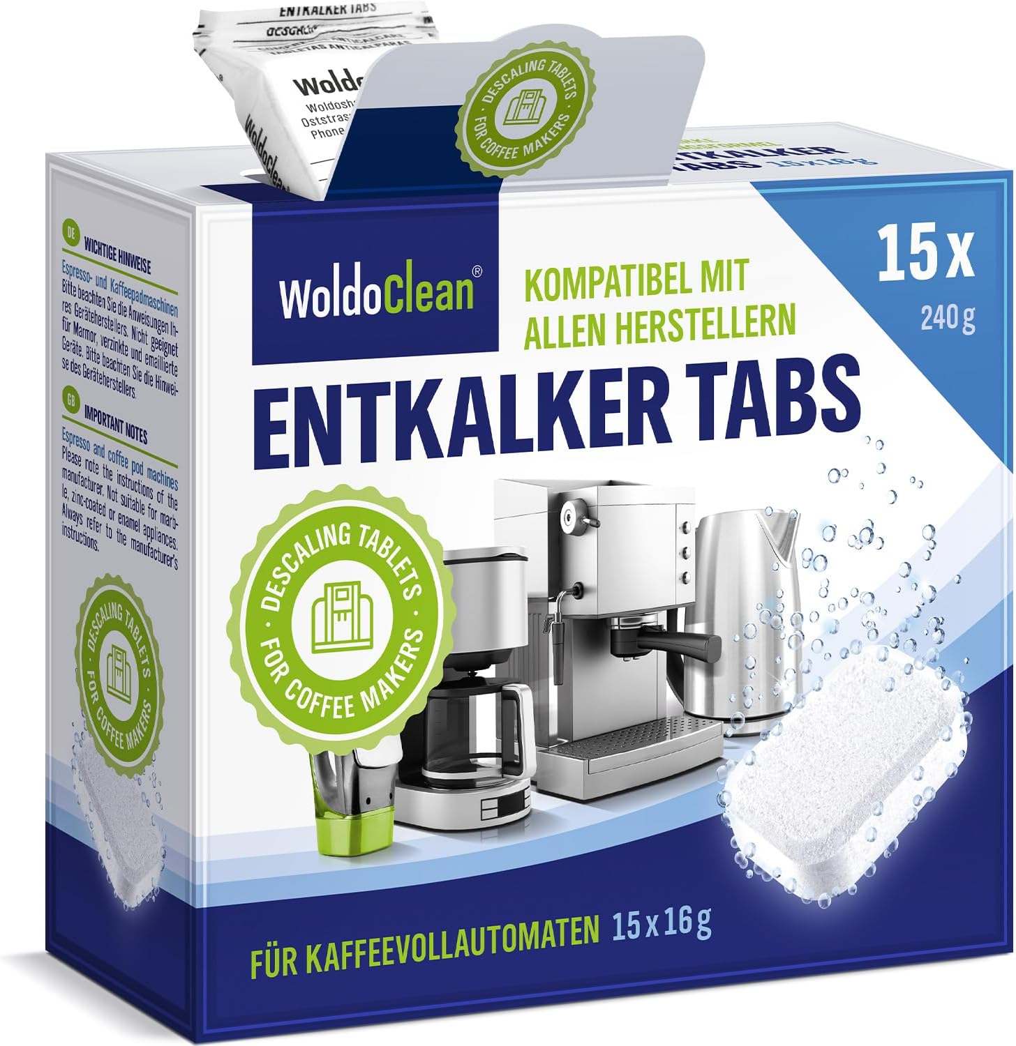 Descaling Tablets for Coffee machines and Kettle 15x 16g compatible