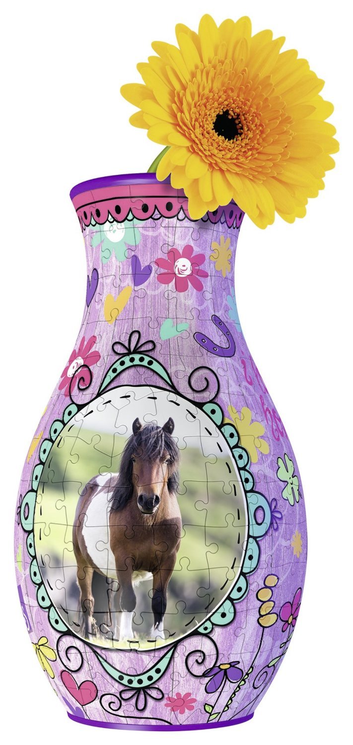 Blumenvase Pferde Girly Girl Edition. Puzzle 216 Teile: Erlebe Puzzeln in der 3. Dimension!