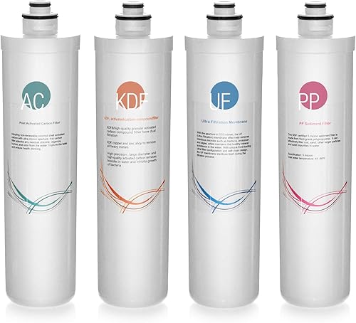 Miniatura 2 de iSpring Paquete de repuesto para sistema de ultra filtración de 4 etapas y filtro KDFcarbono en línea de cambio rápido para sistema de filtro