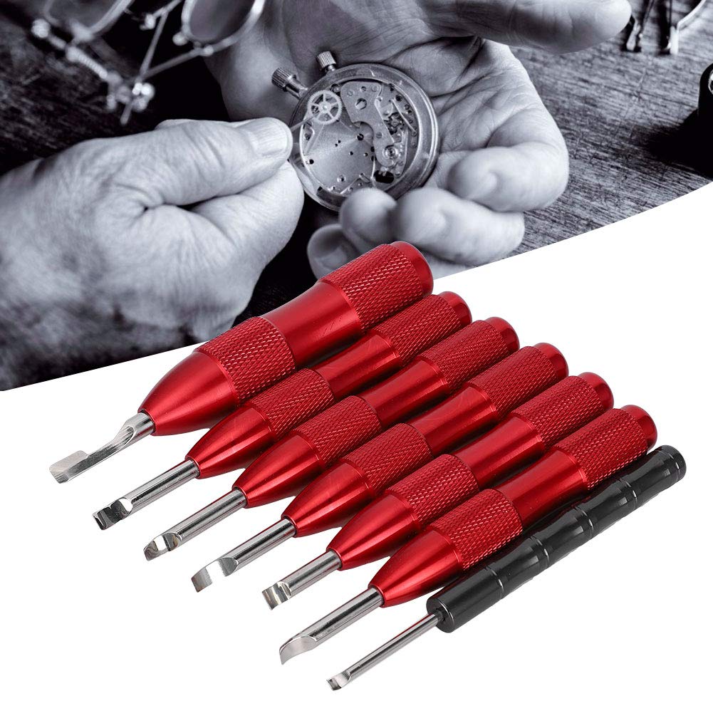 Juego de 7 piezas de cuchillas para abrir cajas de relojes, herramienta de extracción para la tapa trasera de relojes, mango ergonómico antideslizante compatible con diferentes