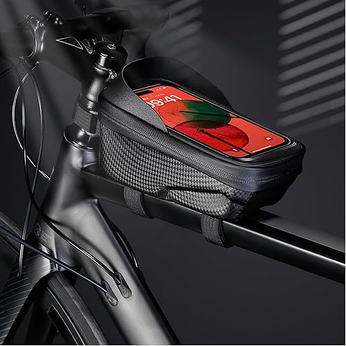 Miniatura 8 de Carcasa rígida impermeable soporte para teléfono celular de bicicleta, bolsa de tubo, accesorios de bicicleta, bolso de marco delantero de