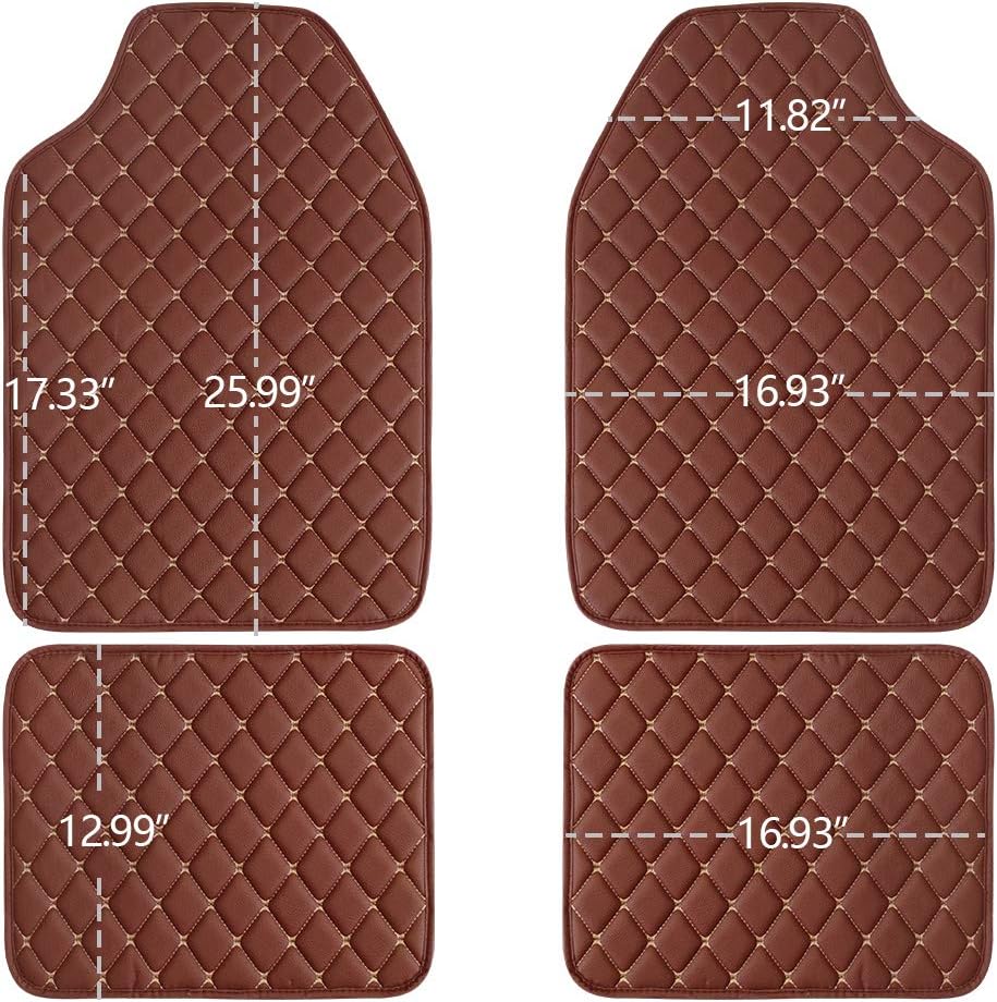 COLINOO 4 Pcs Deluxe Carpet Floor Mat Set Waterproof Universal Fit Car Floor Mats Protection with Rubber Lining, Suitable for All Vehicles Brown