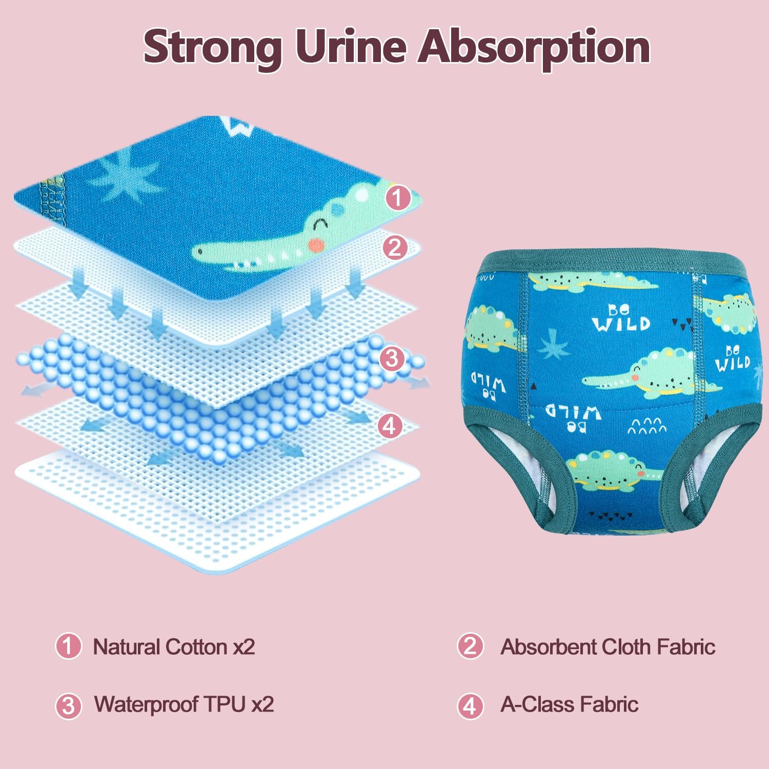 MOEMOE BABY Training Underwear 10 Packs Absorbent Potty Training Pants for Boys and Girls Cotton Pee Pants 2-9T - Image 4