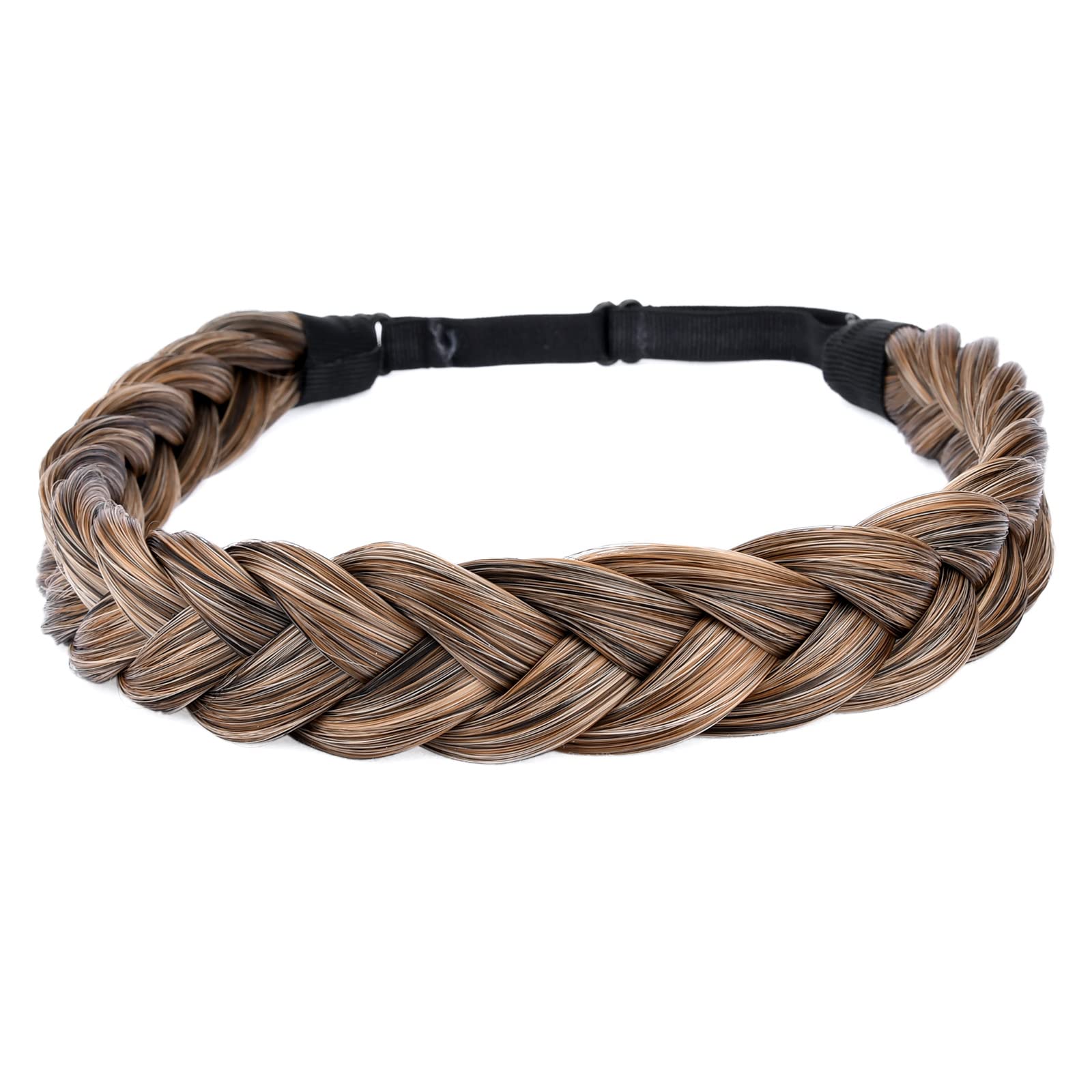 Gledola 2 Strands Fishtail Plaited Braids Headband Braided Synthetic Hair Elastic Stretch, Hair Accessory for Bride Women