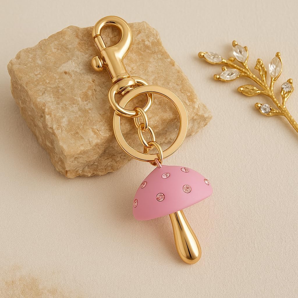 Stylish Mushroom Keychain Rearview Mirror Charm Fancy Handbag Purse Charms for Women Accessory Car Key Chain - Image 3