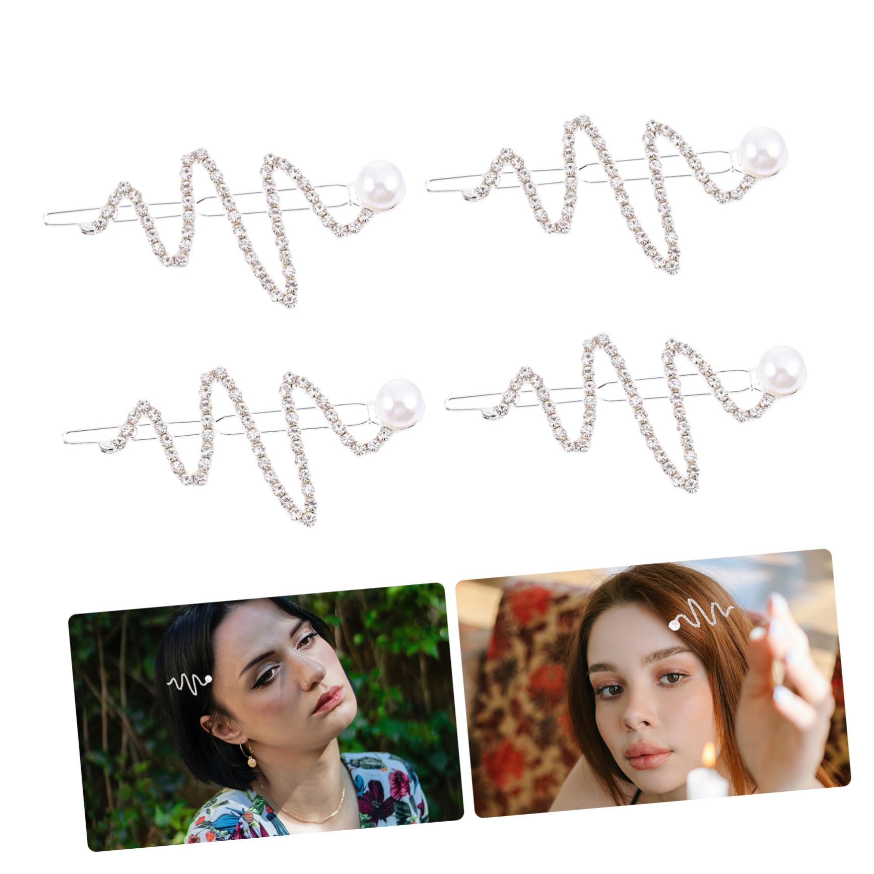 FRCOLOR 32 Pz Forcine per capelli da sposa per donne di diamanti fermagli per capelli perline Bobby capelli laterali luccicanti fermaglio per capelli semplice ed elegante sposa in lega di zinco carta