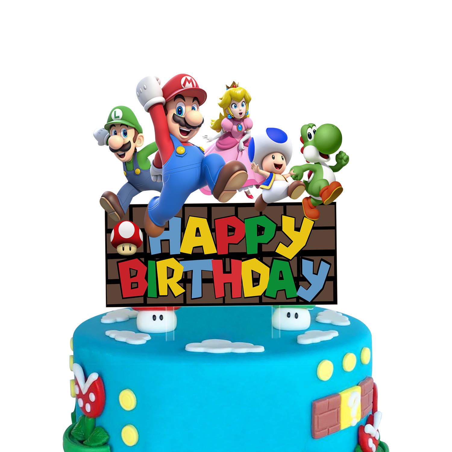 Buy Acrylic Super Mario Happy Birthday Cake Topper Mario Family Smash 
