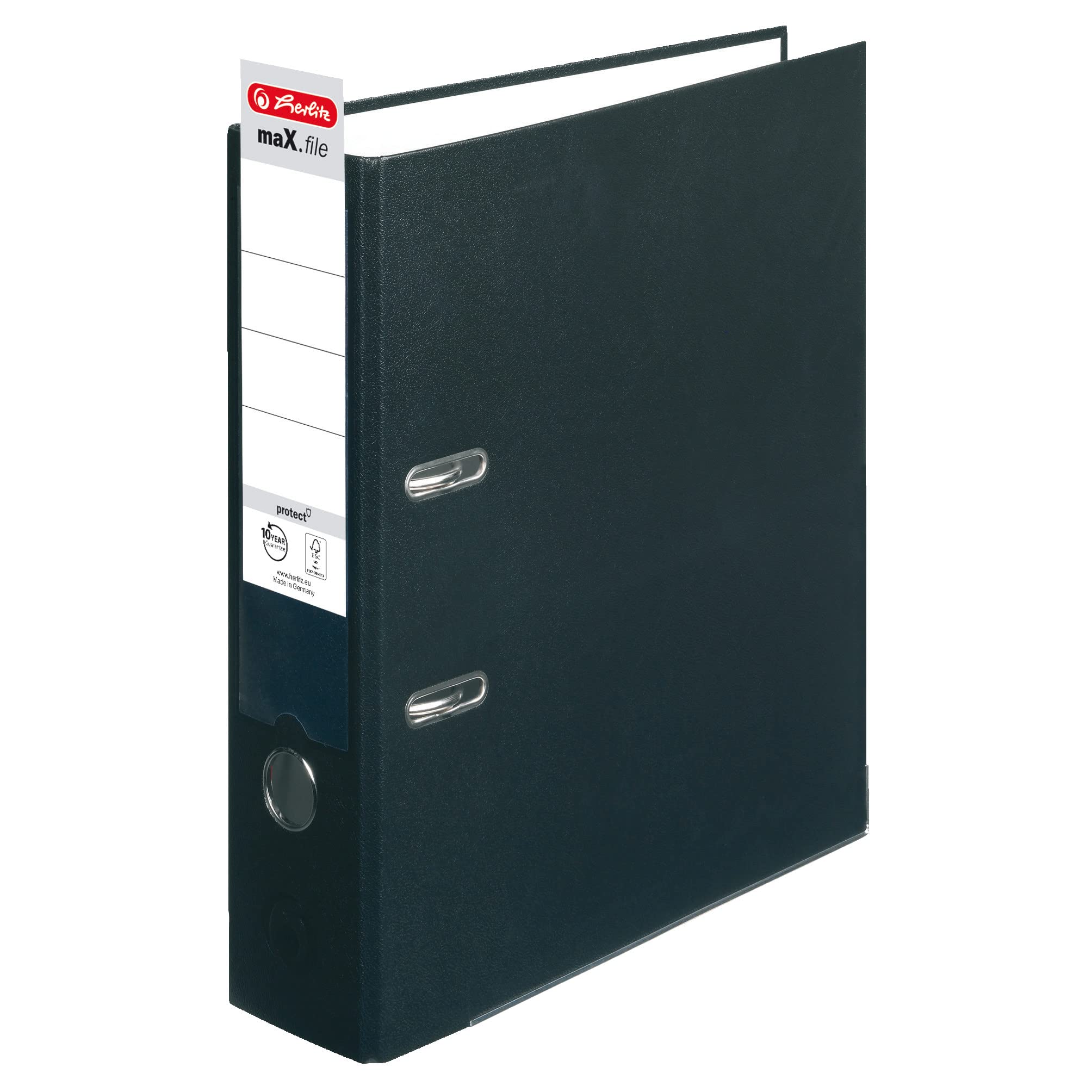 Herlitz Ordner maX.file protect A4 8cm PP-Kunststoffbezug/Papier hellgr.besch. (schwarz, 8cm | 20er Pack)