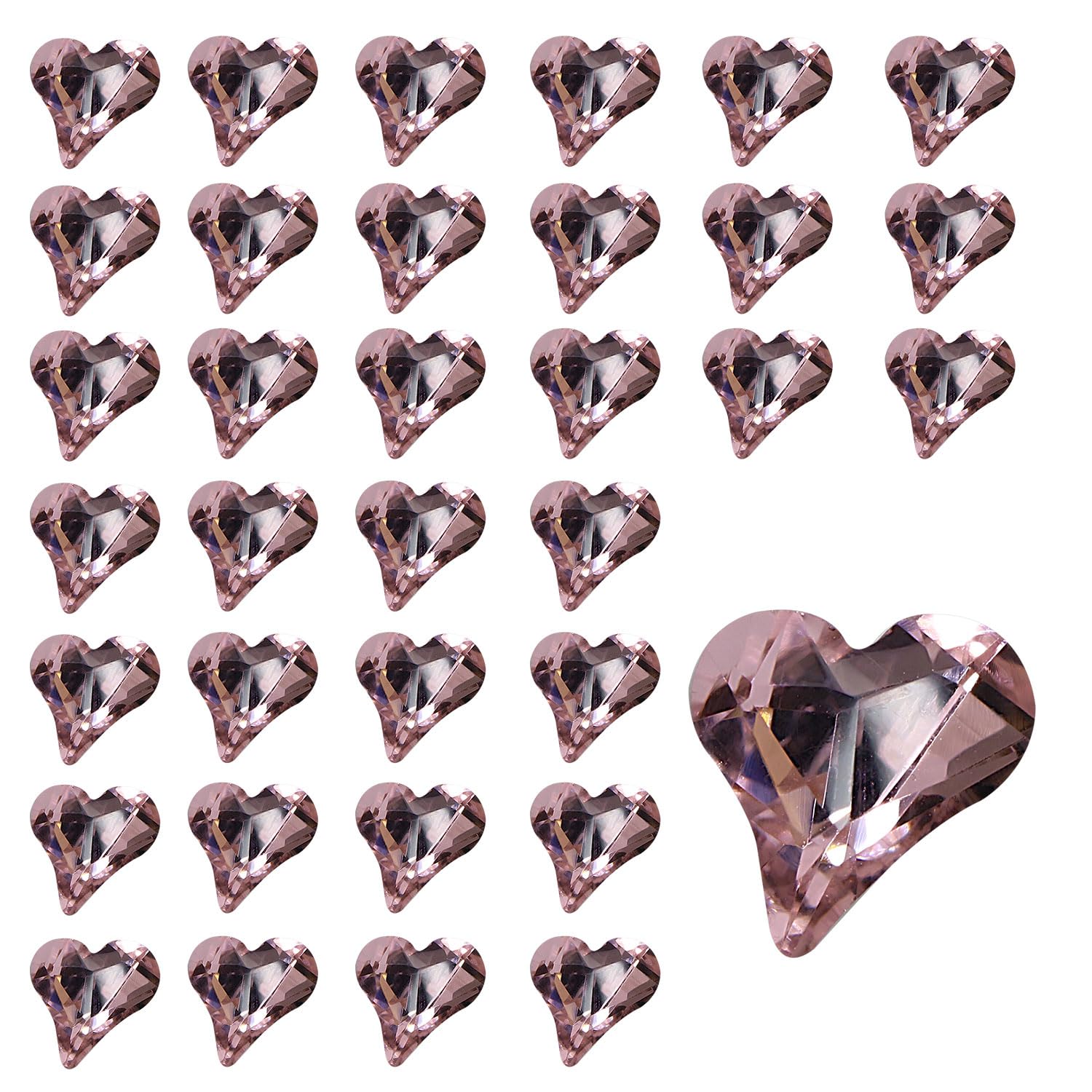 Amazon.co.jp: ネイルパーツ 斜め ハート 【ピンク】 透明 立体 パーツ