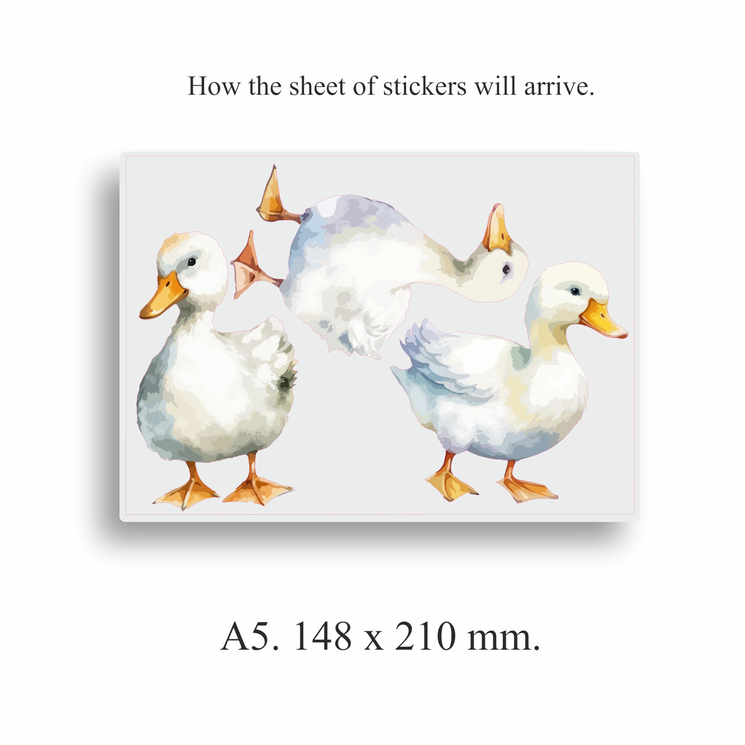 x3 Duck Stickers, Hardwearing Waterproof 0% Transparency Farm Animal Decals, Peel & Stick Perfect to Cover Marks, Wall Decor, Weatherproof for Cars & Home Projects. (x3 Ducks, A5) — view 3