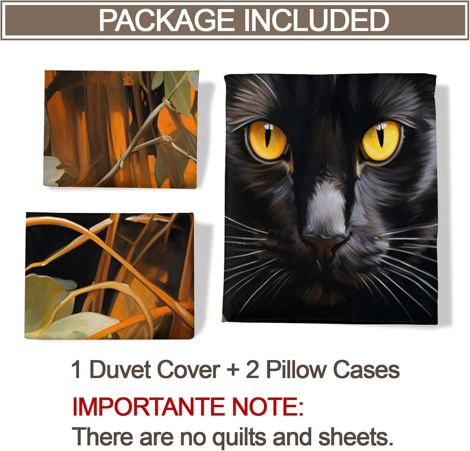 Twin Size Duvet Cover Set, Black Cat Print Duvet Cover, Jungle Cat Comforter Cover Bedding, Kids Room Bedding Decor, (Reversible Printing)