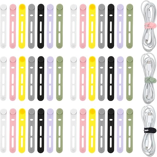 42 bridas de silicona reutilizables para cables, multiusos, organizador de cables elásticos multiusos para cables y cables de carga para oficina en