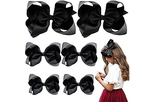 AILEAM 6-Piece Black Hair Bow Clip Set for Girls