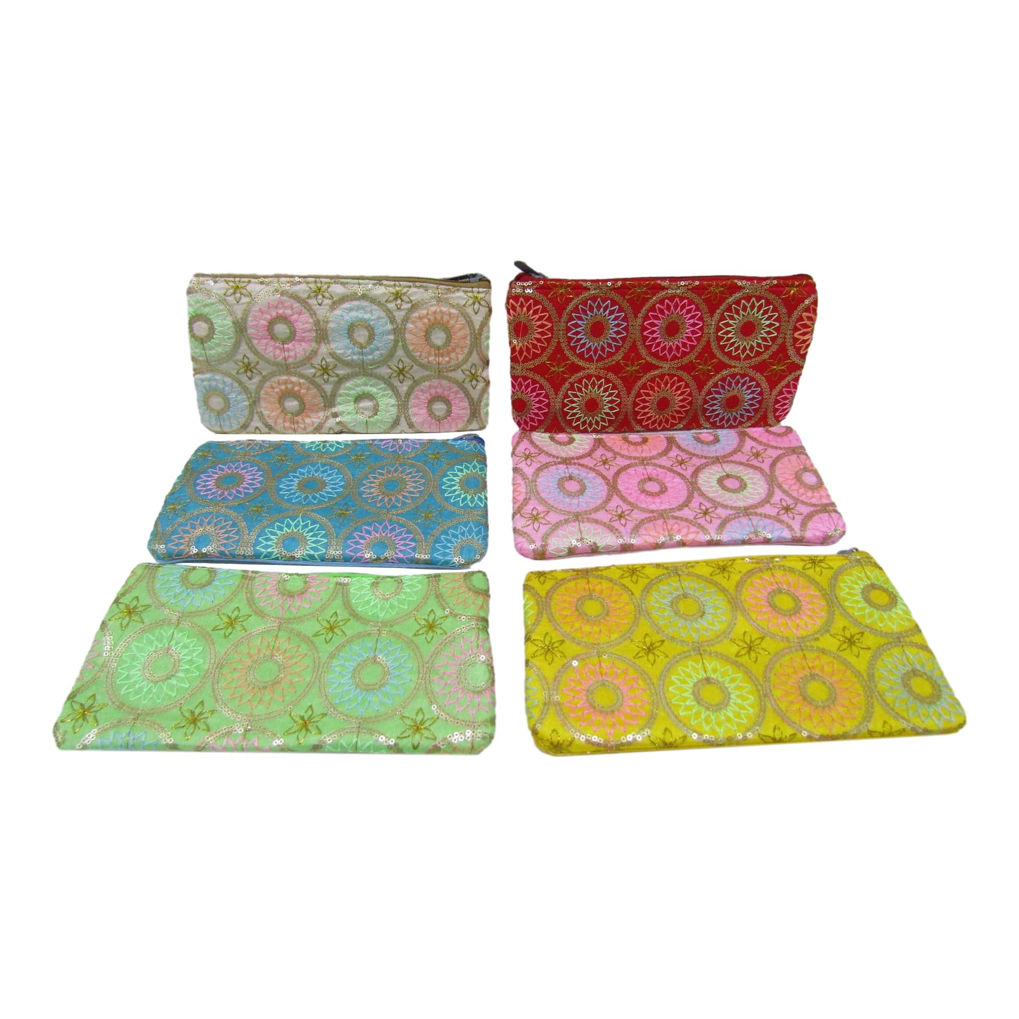 Purple Pink Fancy Embroidered Pouches With Zipper For Ladies in Bulk for Bridal Giveaways Ladies Baby Shower Shagun Purse Gifting Mehandi,Haldi Wedding Return Gift for Women Wholesale (Pack Of 12 Pcs)
