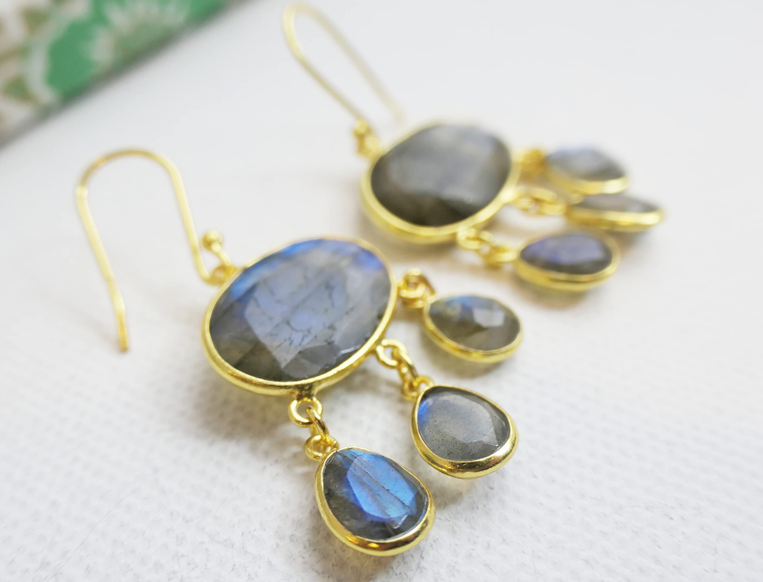 Orecchini in argento sterling con labradorite | Gioielli Eleganti Fatti a Mano da Donna - Stile Raffinato, Idea Regalo Romantica per Serate, Feste e Occasioni Speciali