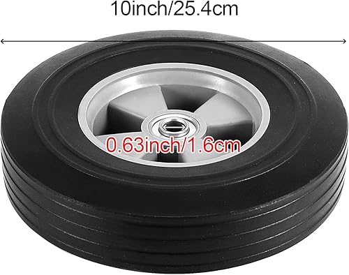 Miniatura 2 de HOIGON Paquete de 2 ruedas de mano de goma sólida de 10 pulgadas con rodamiento de bolas de 5/8 pulgadas, neumático de repuesto universal de carga