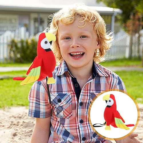 Miniatura 9 de Toddmomy Loro de peluche para pirata de hombro, loro de peluche de loro de peluche suave estatua de loro rojo pájaro de peluche para niños