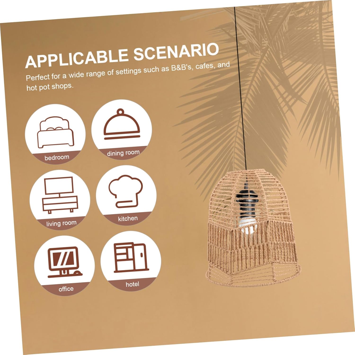 Retro Woven Lampshade for E27 Base Ceiling Light Indoor Paper Weaving Fixture for Coffee Shops and Home Decor