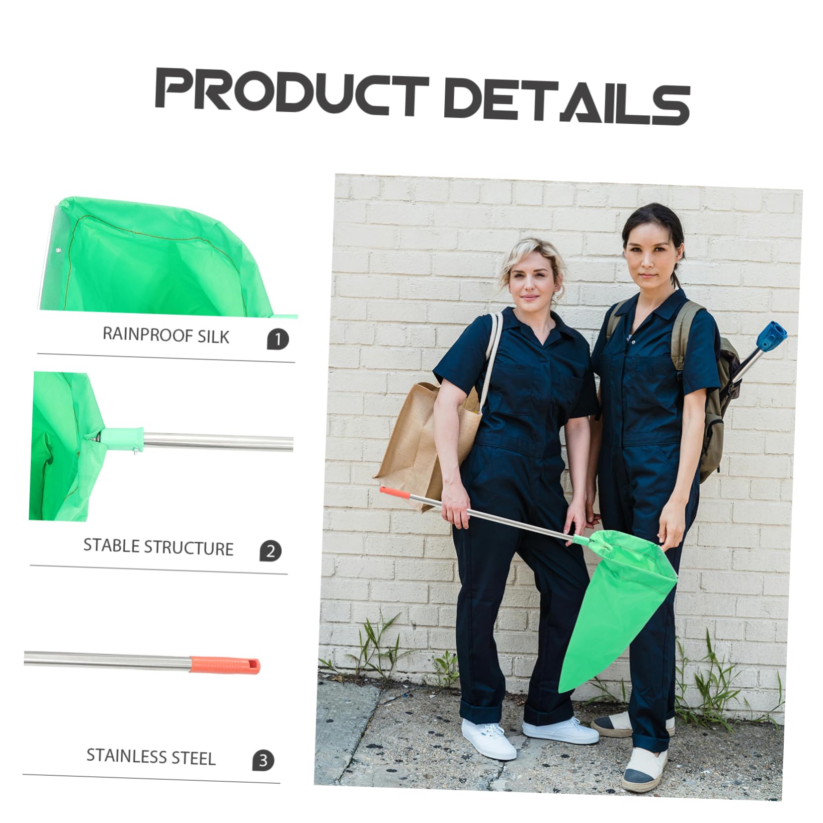 Bisaccia per Rifiuti Resistente e Manico Strumento Igienico per Lavoratori della Pulizia, Contenitore per Spazzatura Differenziata, Set Sacco Rifiuti