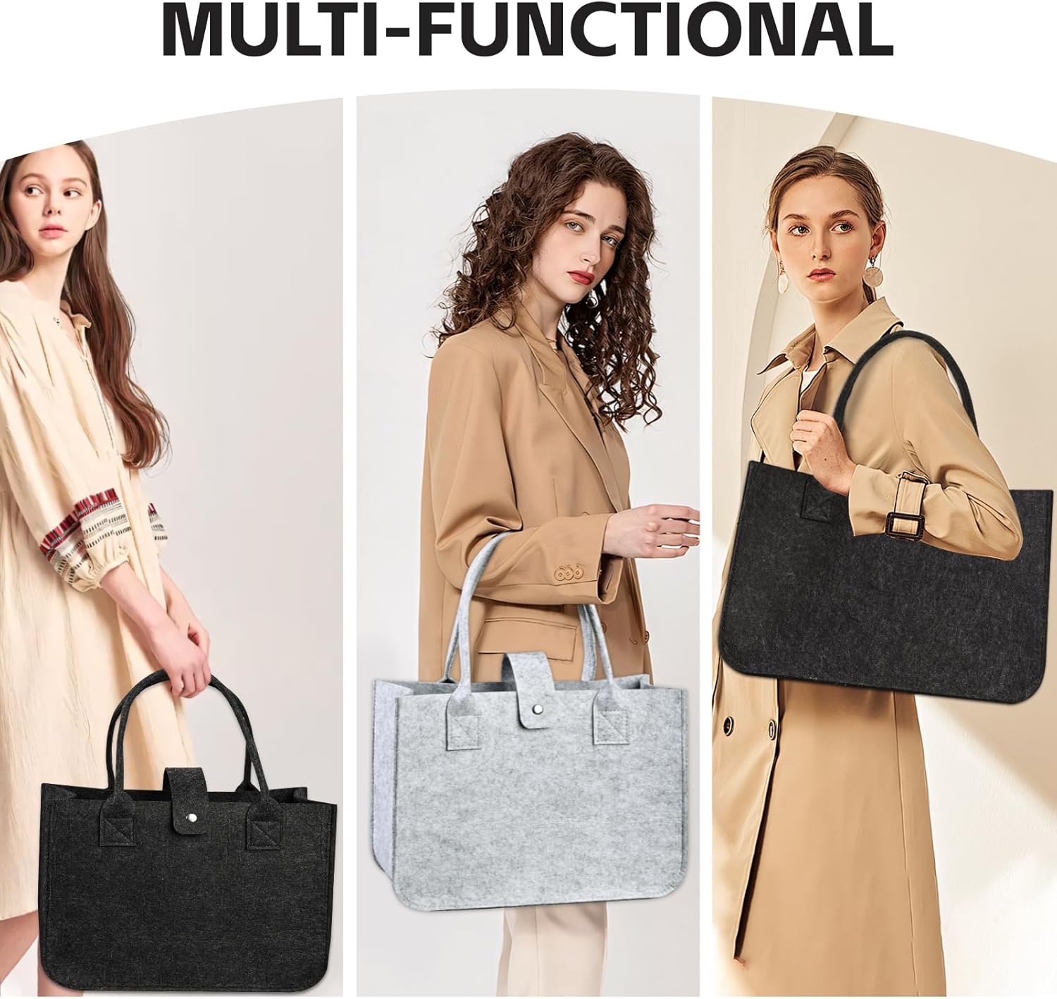 2pcs reusable felt tote bags extra-large capacity foldable design Perfect for daily bulk shopping and - Image 4