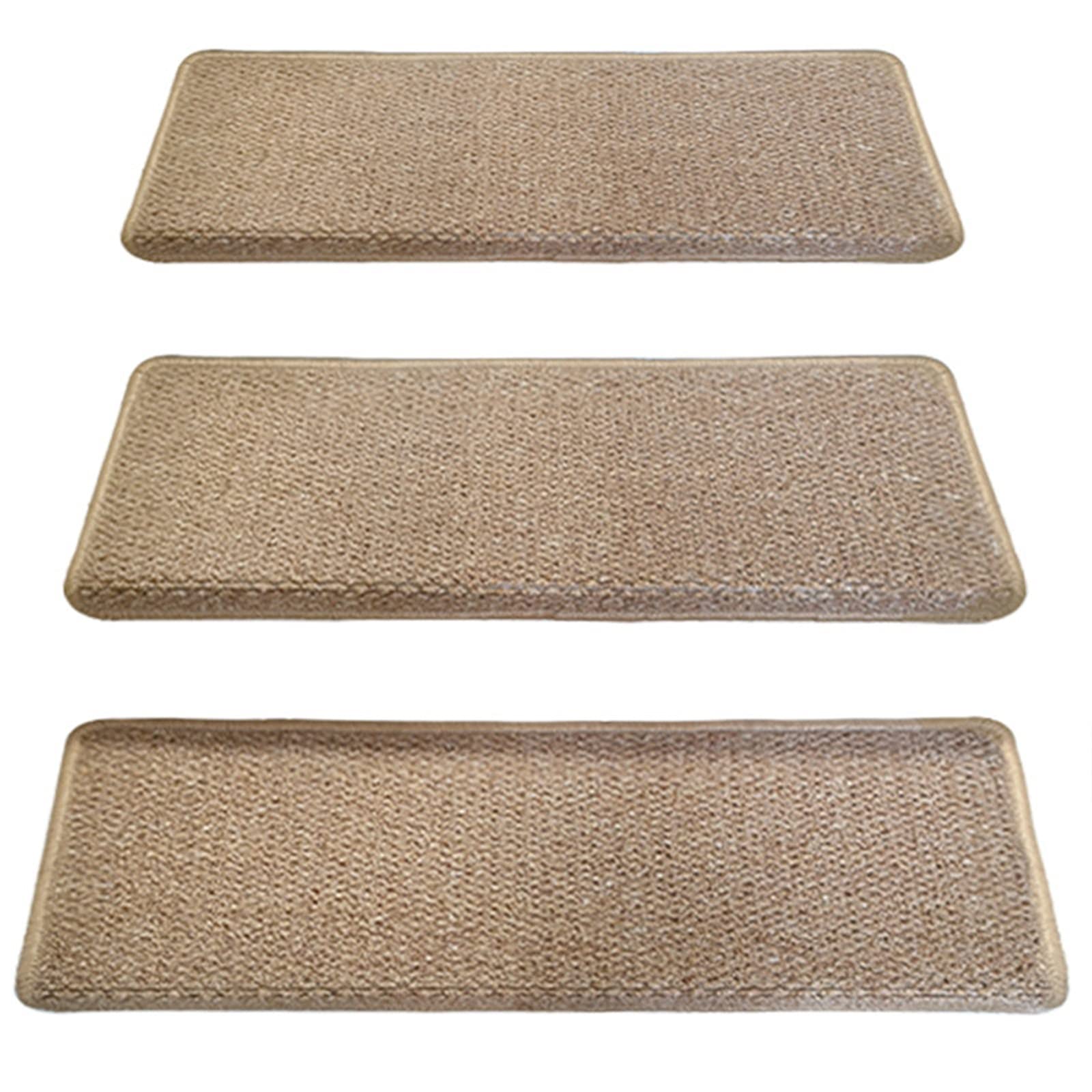 Anti Slip Stair Treads for Wooden Steps Indoor, Imitation Sisal Stair Carpet Runner with Reusable Adhesive, Soft & Comfortable Non Slip Stair Treads for Kids Elders and Pets ( Color : Brown-Rectangle