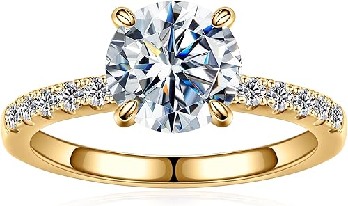SMILEST Moissanite Engagement Rings for Women, 1.5CT Round Lab Created Moissanit