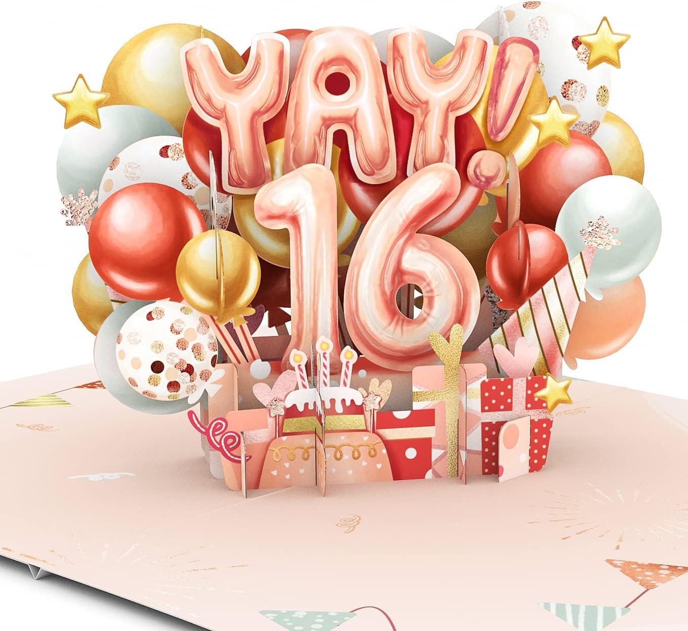Liif Happy 16th Birthday Card for Girl, Daughter, Granddaughter, Niece, Sweet sixteen, 16 Years Old Birthday Card