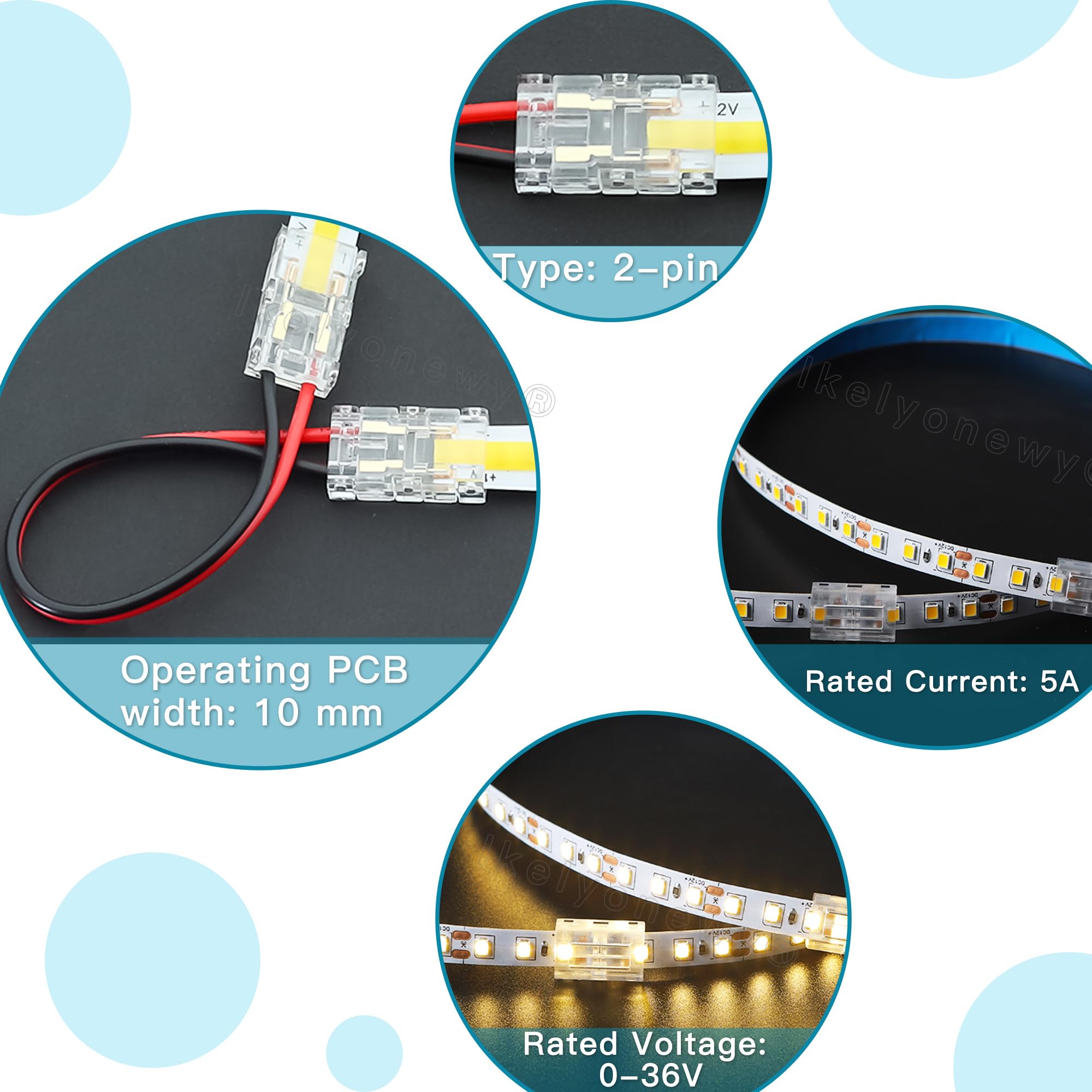 Connettore Senza Saldatura IP67 2 Pin 8mm PCB Striscia A Striscia Con - Foto 11